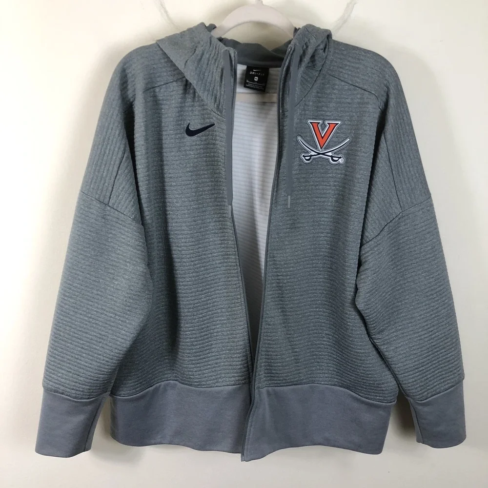 Virginia Cavaliers Nike Dri-Fit Full Zip Hoodie Sweatshirt XL Gray Sports NCAA